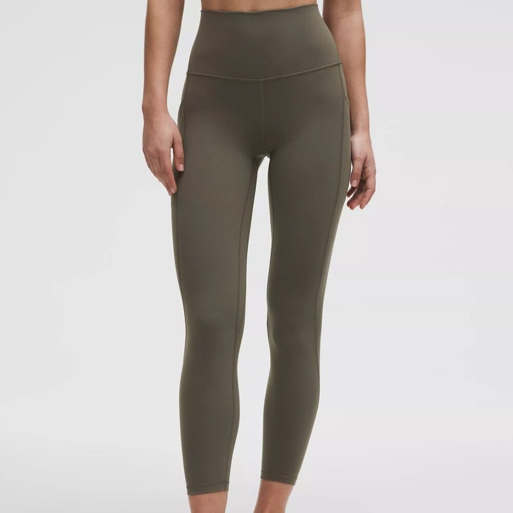 Lululemon Wundertrain High-Rise Tight with Pockets 25" - Army Green - Size 14